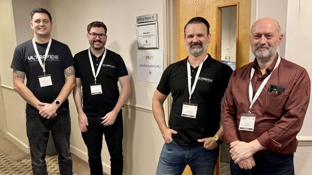 Jon Nelson from Ripcaster with the Ultrafide team at the UK Audio Show, 2024