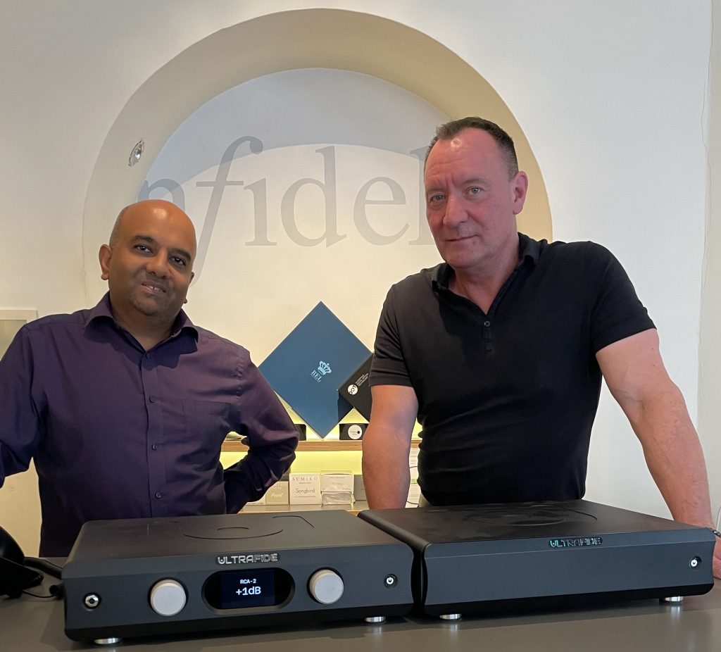 Infidelity team members Hitesh and Dominic - Ultrafide Audio's dealer in West London